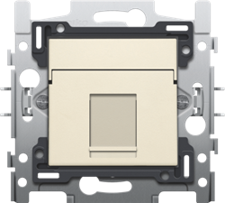 Niko 100-65113 1 RJ11-aansluiting UTP vlakke uitvoering sokkel en afwerkingsset cream