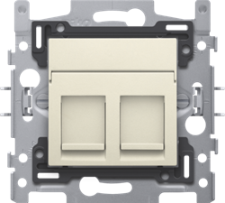 Niko 100-65114 2 RJ11-aansluitingen UTP vlakke uitvoering sokkel en afwerkingsset cream
