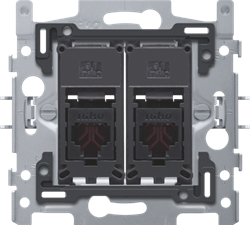 Niko 170-65114 2 RJ11-aansluitingen UTP, vlakke uitvoering, incl. inbouwraam met klauwbevestiging Niko telefoon
