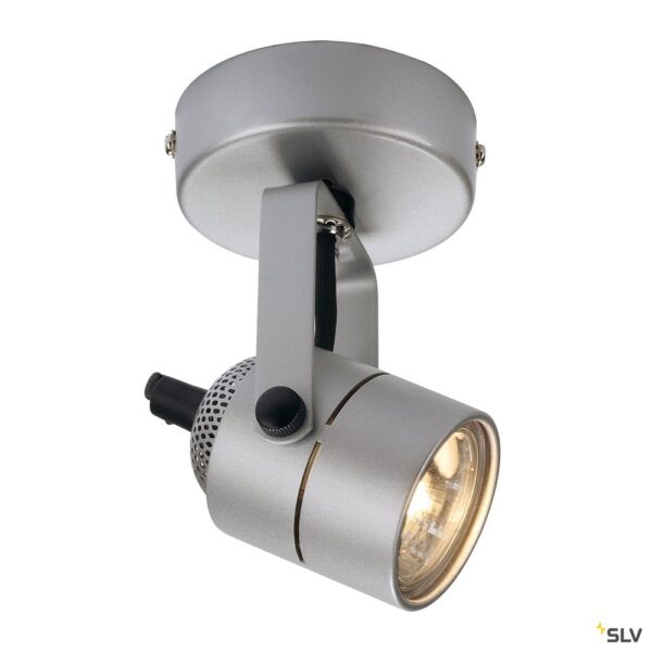 SLV Belgium Spot 79 opbouwspot 50W Gu10 230V 350° richtbaar 95x15cm zilvergrijs Plafondarmaturen