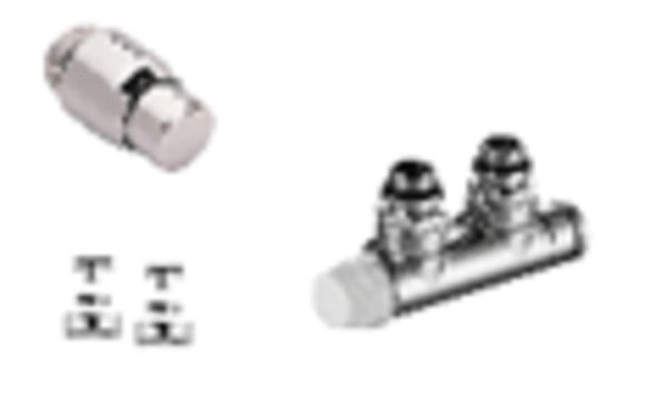 Honeywell Therafix Deco aansluitingsset muuraansluiting links chroom 1/2″ H-blok muuraansluiting