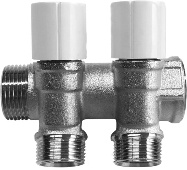 Tubipex verdeler 3/4″MF met kranen M22 2 kringen inclusief koppeling 16x2mm Tubipex collectoren met kranen met 16x2mm koppelingen