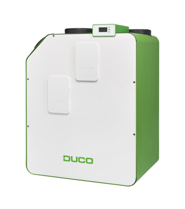 Duco DucoBox Energy 400 1ZH balansventilatiesysteem type D met warmteterugwinning 400m³/u 86 W 1-zoneregeling met voorverwarmer uitvoering links ErP ventilatie: A Duco DucoBox Energy 400